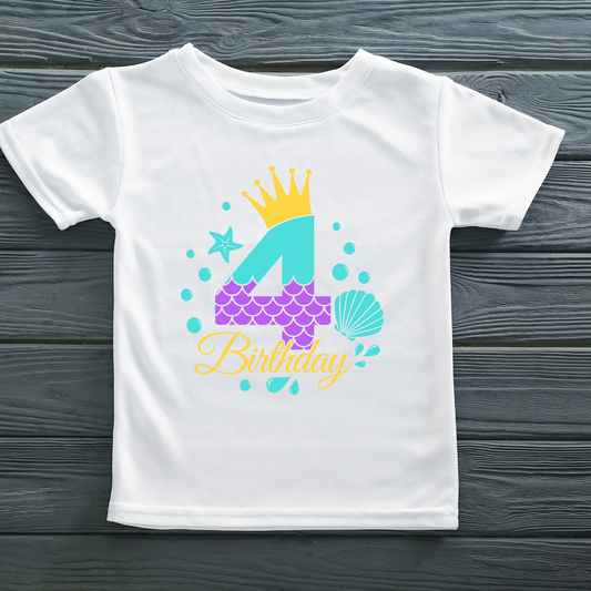 Mermaid 4th Birthday Toddler Shirt