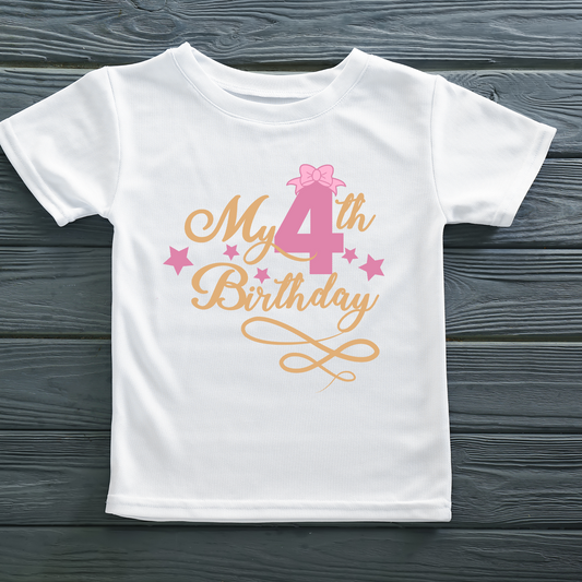 My 4th Birthday Toddler Girl Birthday Shirt