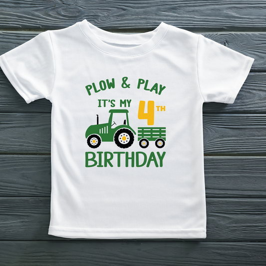 Plow and Play It's My 4th Birthday Toddler Shirt