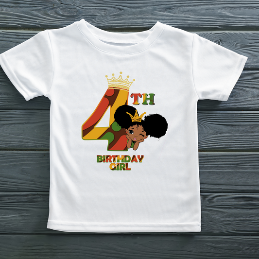 African American 4th Birthday Girl Shirt