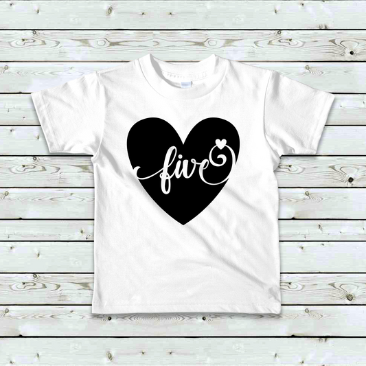 Five Heart Toddler Birthday Shirt