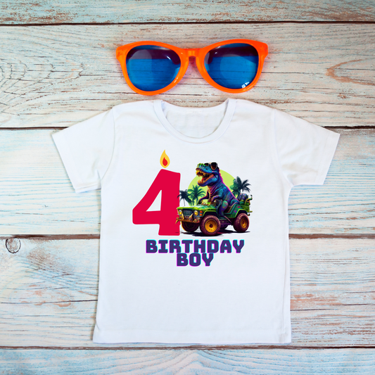 Cool Dino Birthday Shirt - 4th Birthday