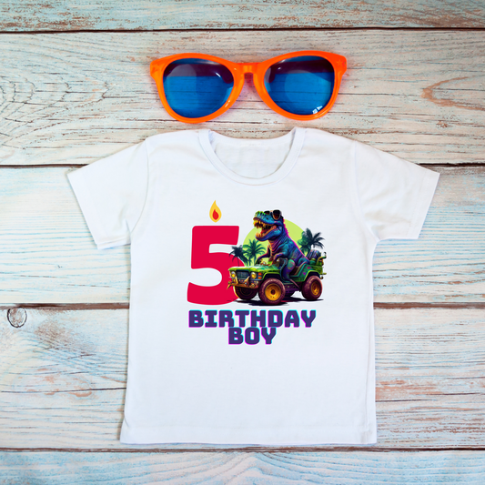 Cool Dino Birthday Shirt - 5th Birthday
