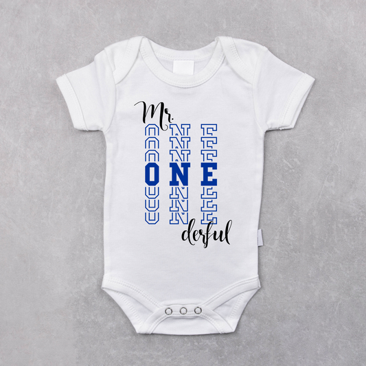 Mr. ONEderful First Birthday Baby Bodysuit Onesie or Shirt