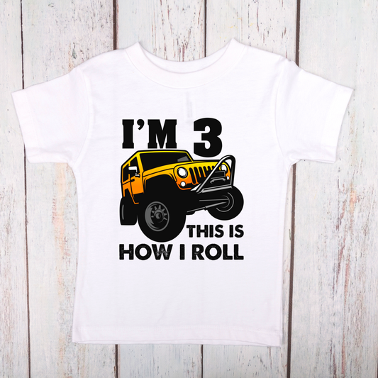 I'm 3 This is How I Roll Monster Truck Birthday Shirt