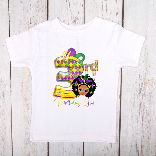 African American Girl 3rd Toddler Birthday Shirt