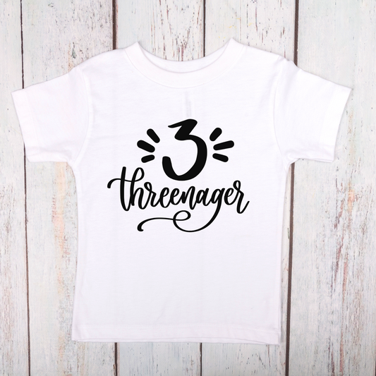 Threenager Toddler 3rd Birthday Shirt