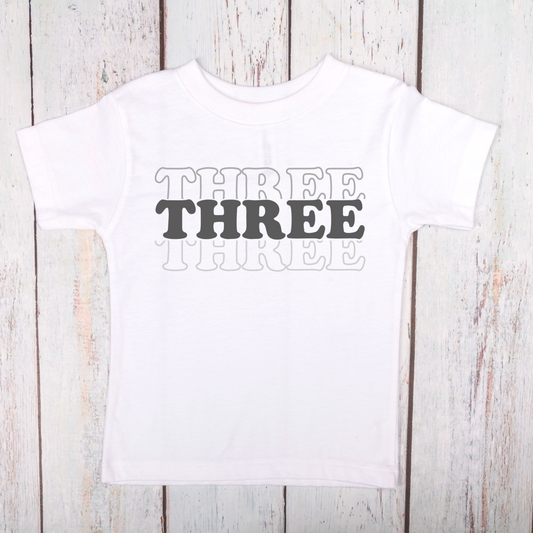Triple Three Printed Toddler Birthday Shirt