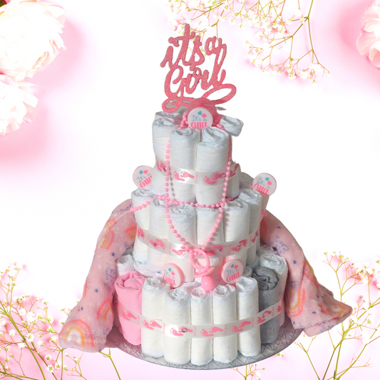 Pink Baby Girl Diaper Cake