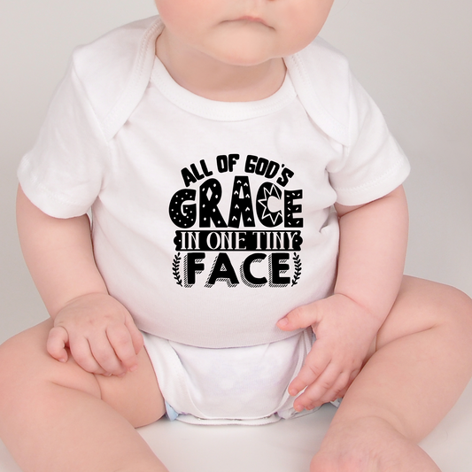 All of God's Grace In One Tiny Face Baby Bodysuit Onese